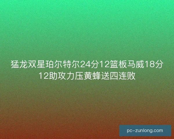 猛龙双星珀尔特尔24分12篮板马威18分12助攻力压黄蜂送四连败