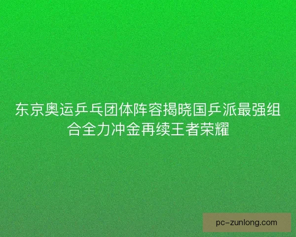 东京奥运乒乓团体阵容揭晓国乒派最强组合全力冲金再续王者荣耀
